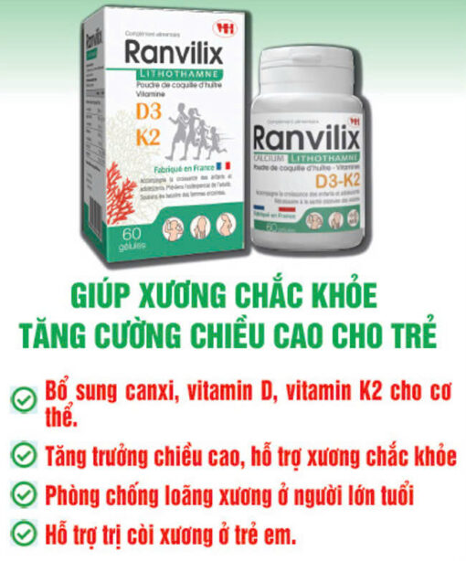 Thành phần của viên uống tăng chiều cao Ranvilix